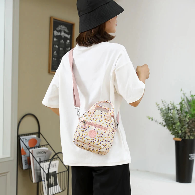 Colorful Dots Nylon Crossbody Bag Headphone Handbag