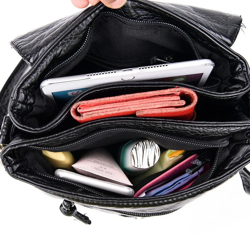 Women Messenger Bag Crossbody Female Flap Shoulder Bag Soft Leather Handbag