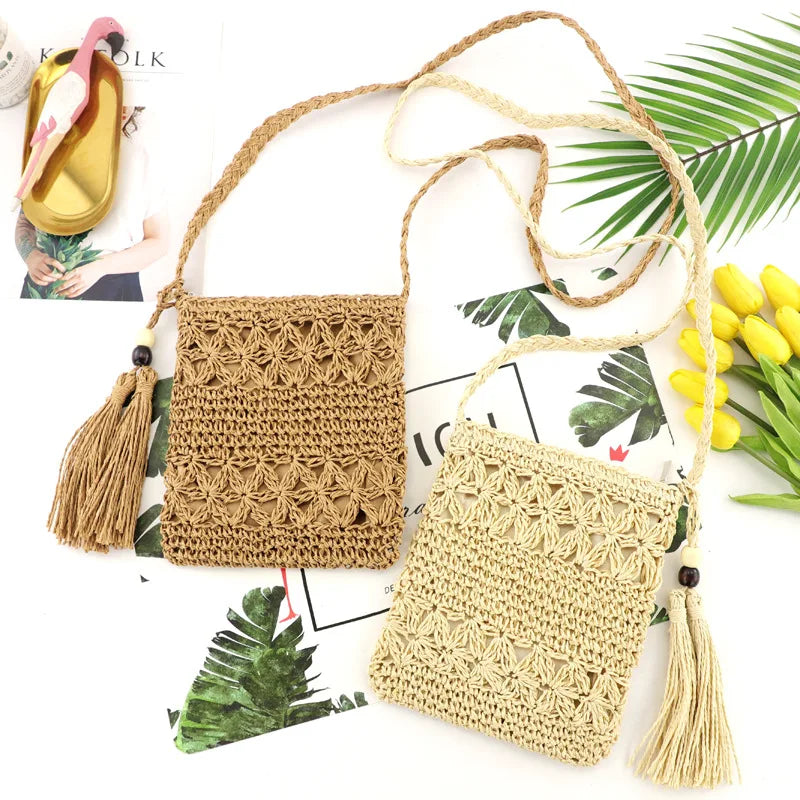 Women Messenger Bags Hollow Out Woven Single Shoulder Bag