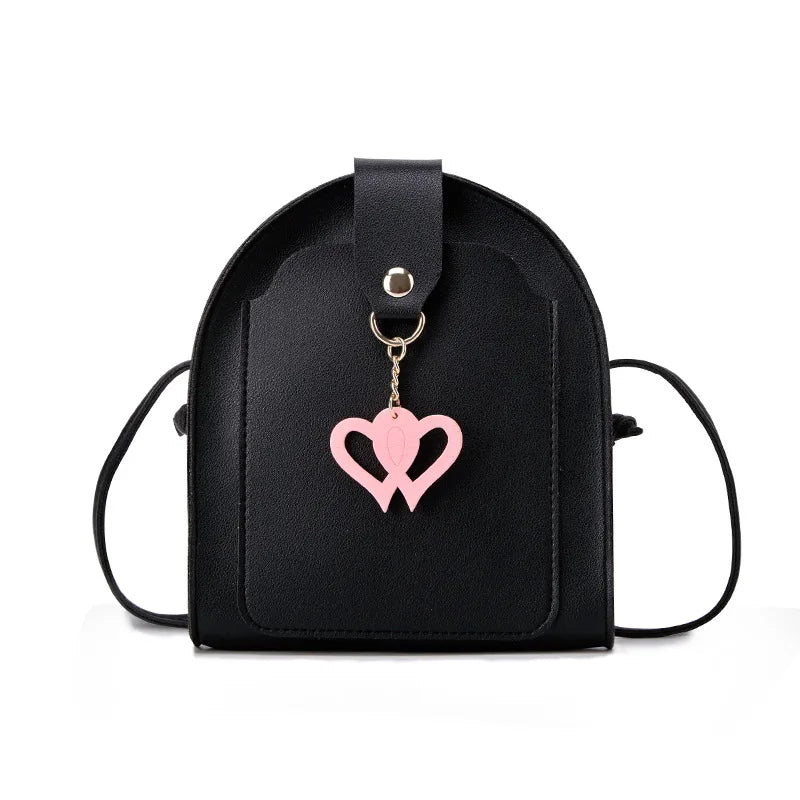 Heart Pendant Girls Shoulder Bag Crossbody Soft Single Strap Lady