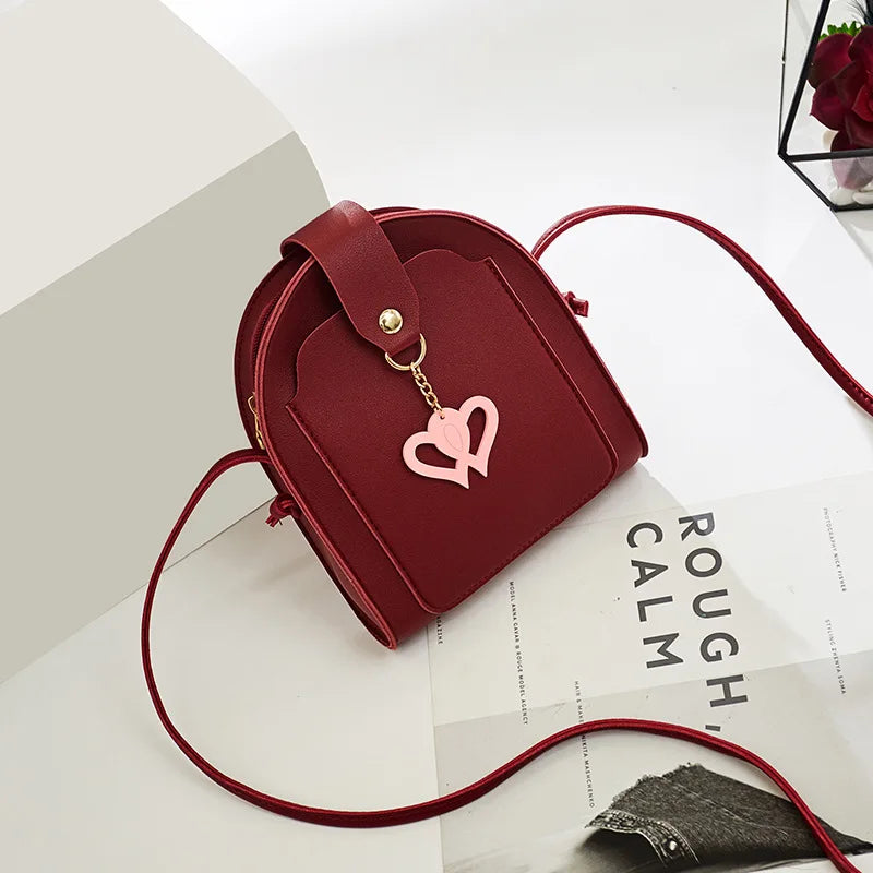 Heart Pendant Girls Shoulder Bag Crossbody Soft Single Strap Lady