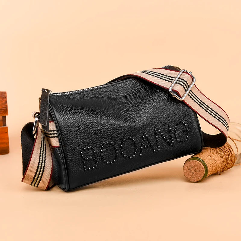 Women Messenger Bags Crossbody High Capacity Shoulder Handbag Cowhide Leather