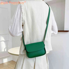 Small Leather Shoulder Crossbody Bag for Women Flap Pocket Satchel