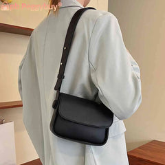 Small Leather Shoulder Crossbody Bag for Women Flap Pocket Satchel