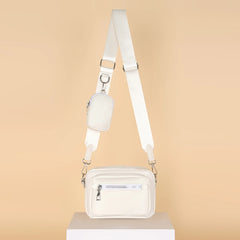 Women Messenger Handbag Leather Crossbody Bag with Small Purse