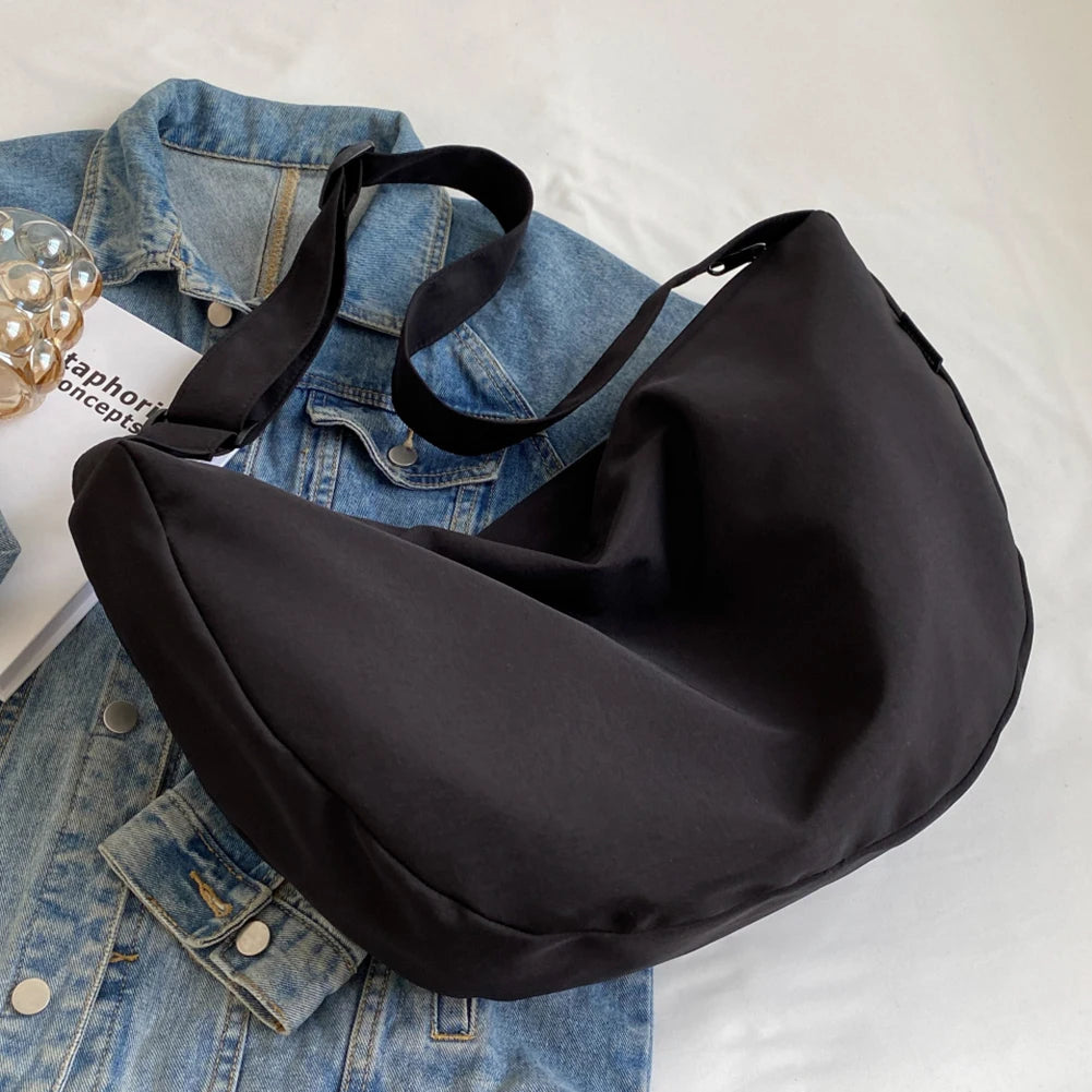 Casual Crossbody Handbag for Women Large Capacity Solid Color Messenger Bag