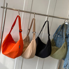 Casual Crossbody Handbag for Women Large Capacity Solid Color Messenger Bag