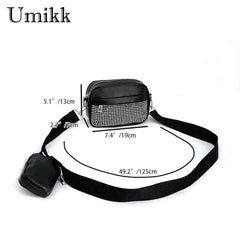 Women Messenger Pouch 2 in 1 Rhombus Pattern Adjustable Strap