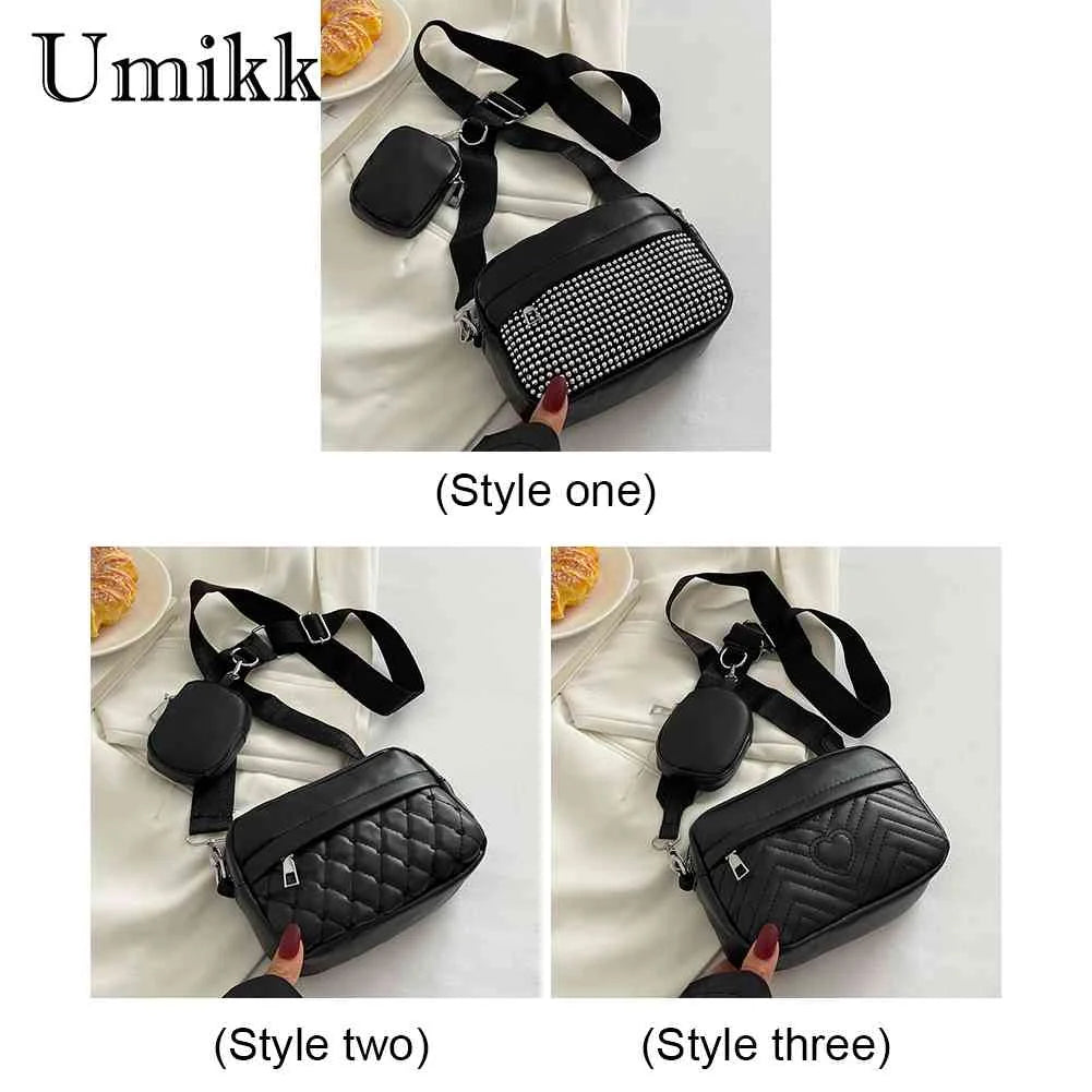 Women Messenger Pouch 2 in 1 Rhombus Pattern Adjustable Strap