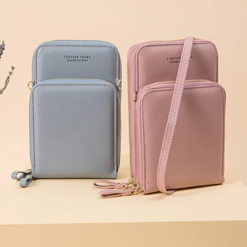 Women Messenger Shoulder Bag Mobile Phone Pouch Crossbody Bags Zipper Wallet