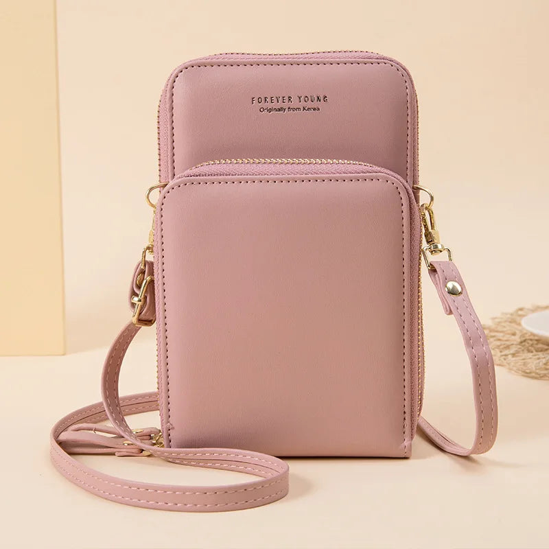 Women Messenger Shoulder Bag Mobile Phone Pouch Crossbody Bags Zipper Wallet