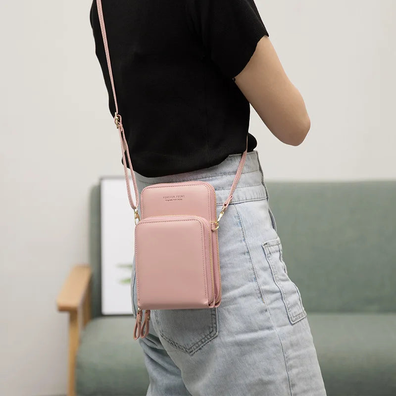 Women Messenger Shoulder Bag Mobile Phone Pouch Crossbody Bags Zipper Wallet