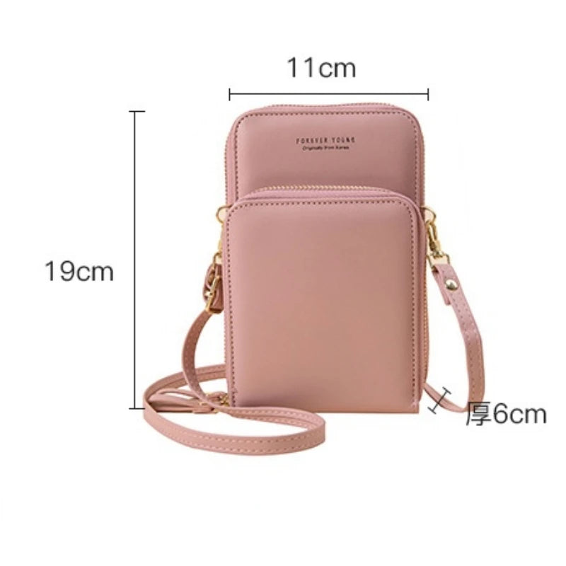 Women Messenger Shoulder Bag Mobile Phone Pouch Crossbody Bags Zipper Wallet