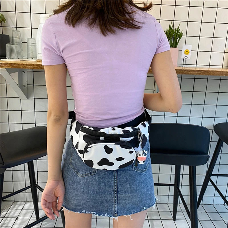 Cow Print Waist Bag Fanny Pack Pouch Sport Belt Hip Chest Crossbody Purse