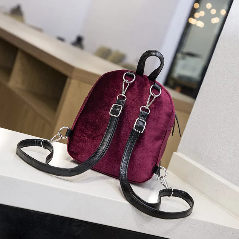 Corduroy Mini Backpack Crossbody Bag Girl Shoulder Purse Style Female Bags