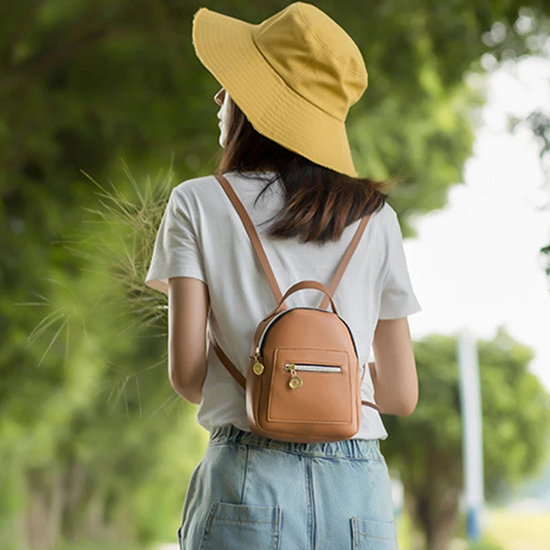 Women Mini Backpack PU Leather Shoulder Bag Small Bagpack Student School