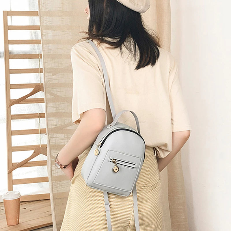 Women Mini Backpack PU Leather Shoulder Bag Small Bagpack Student School