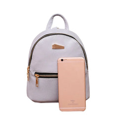 Mini PU Leather Backpack Solid Shoulder Bag for Women