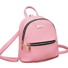 Mini PU Leather Backpack Solid Shoulder Bag for Women