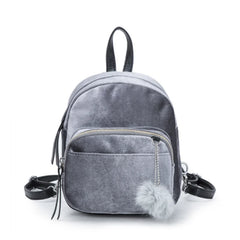 Velvet Mini Backpack with Pompom Zipper