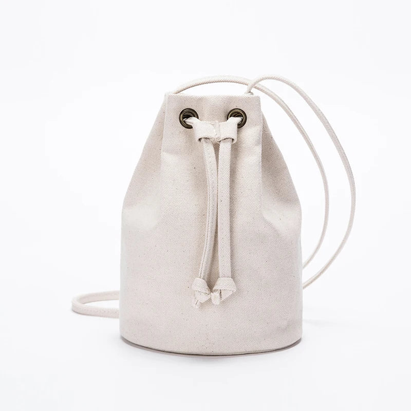 Mini Canvas Bucket Bag Crossbody Handbag 21*16cm