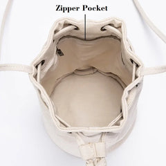 Mini Canvas Bucket Bag Crossbody Handbag 21*16cm