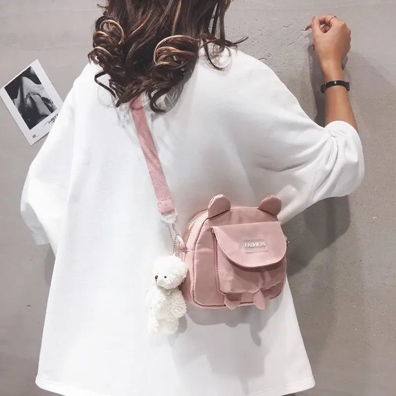 Mini Canvas Shoulder Bag Corduroy Crossbody Pink Purse for Girls
