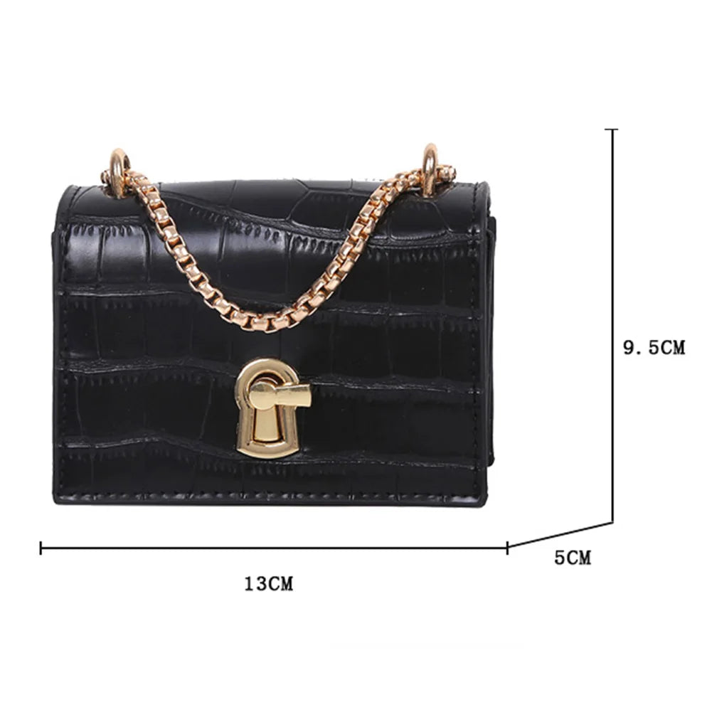 Women Mini Chain Shoulder Bags Lady PU Leather Casual Messenger Crossbody Bag
