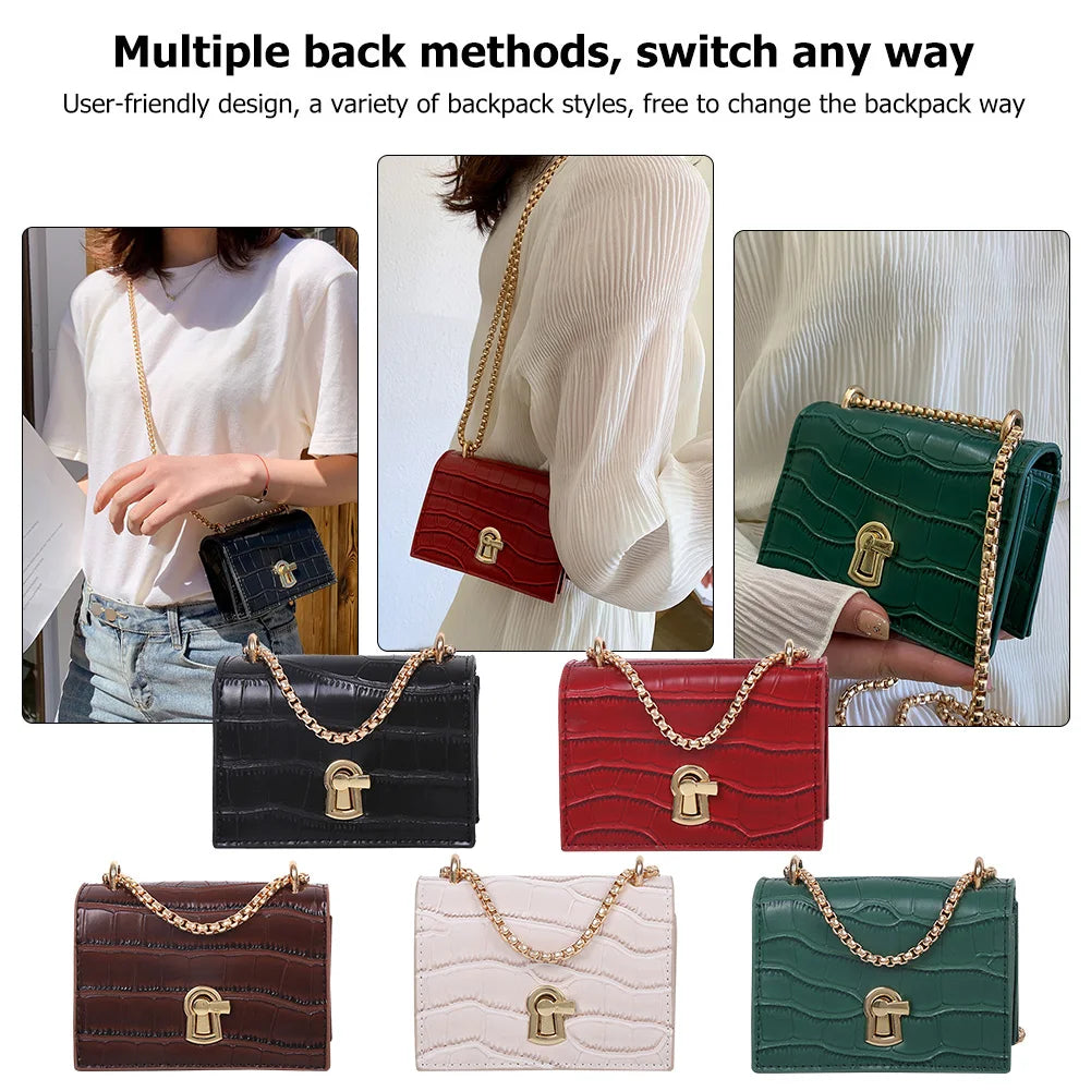 Women Mini Chain Shoulder Bags Lady PU Leather Casual Messenger Crossbody Bag