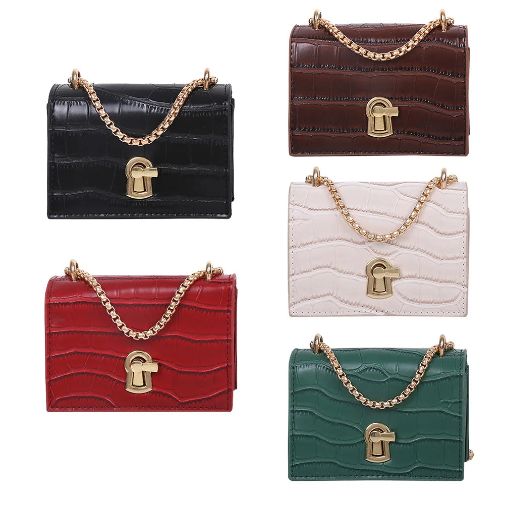 Women Mini Chain Shoulder Bags Lady PU Leather Casual Messenger Crossbody Bag