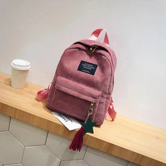 Corduroy Mini Backpack for Women Soft Shoulder Bag