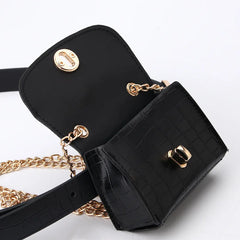 Women Mini Envelope Waist Bag PU Leather Clutch Cell Phone Purse
