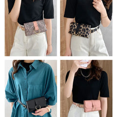 Women Envelope Waist Bag PU Leather Clutch Cell Phone Purse Belt Fanny Pack