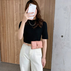 Women Envelope Waist Bag PU Leather Clutch Cell Phone Purse Chest Bags