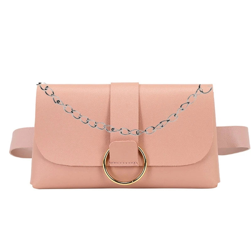 Women Envelope Waist Bag PU Leather Clutch Phone Purse Chest Bag