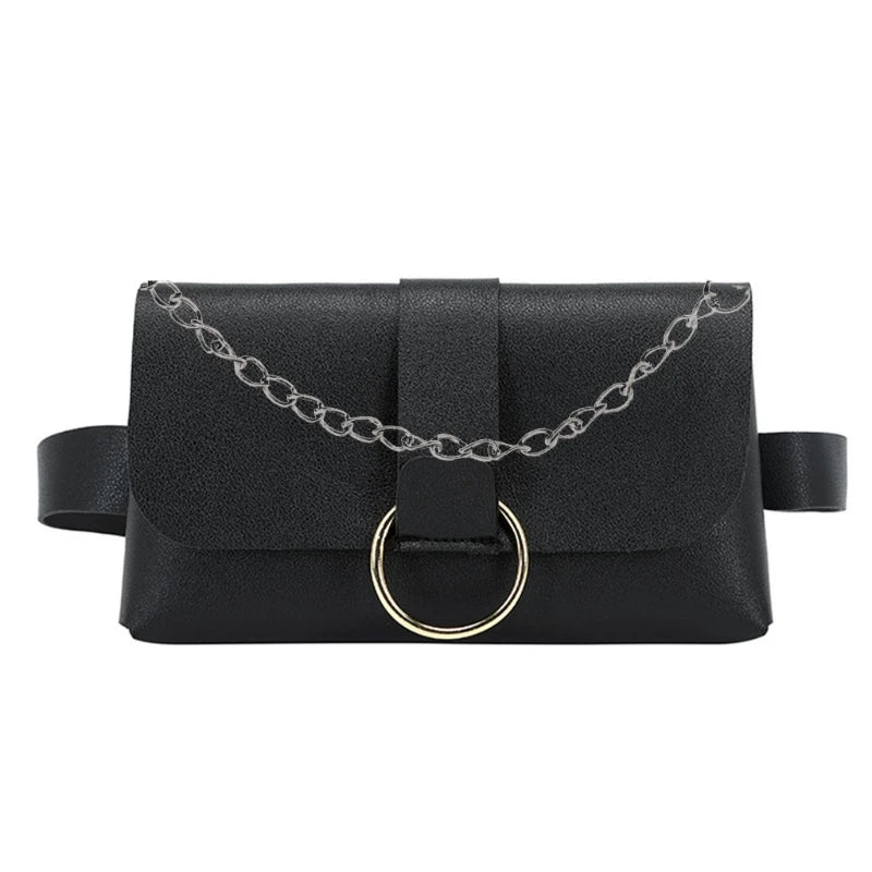 Women Envelope Waist Bag PU Leather Clutch Cell Phone Purse Chest Bag