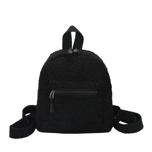 Mini Lamb Wool Backpack Preppy Style Casual Rucksacks