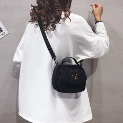Women Mini Plush Shoulder Bag Small Canvas Cross Body Bags