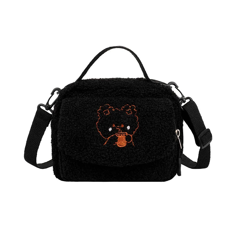 Women Mini Plush Shoulder Bag Small Canvas Cross Body Bags