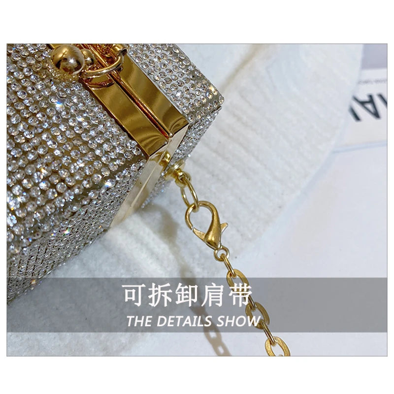 Acrylic Shoulder Bag Rhinestones Chain Crossbody Box Shape
