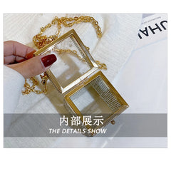 Acrylic Shoulder Bag Rhinestones Chain Crossbody Box Shape