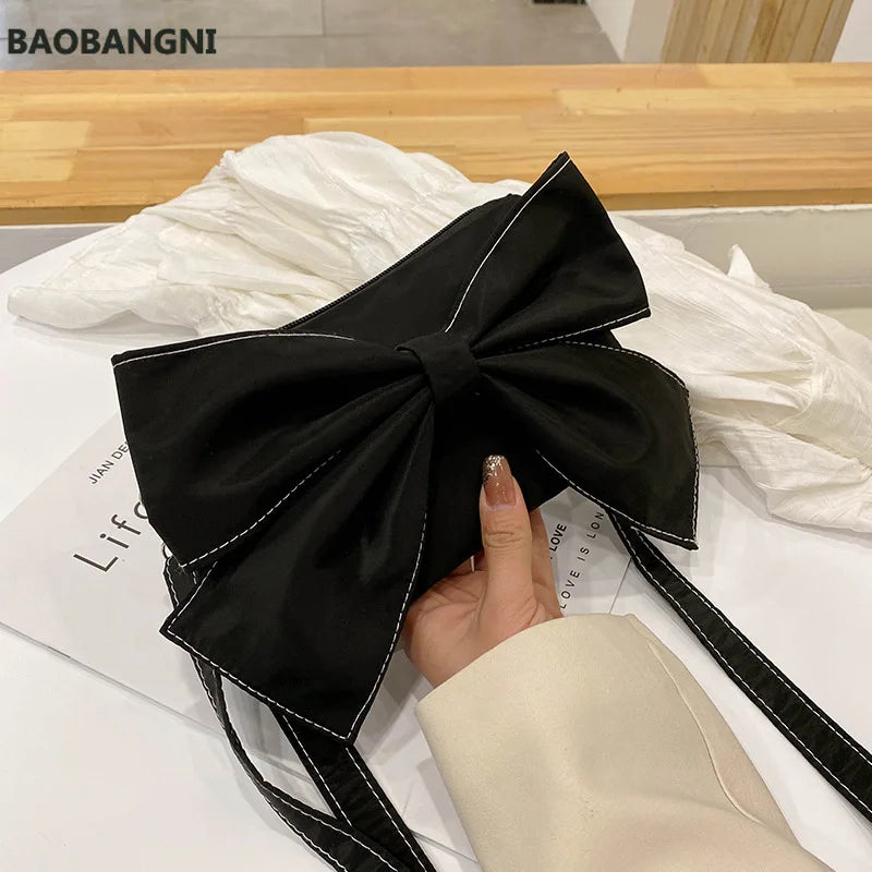 Women Big Bow Canvas Shoulder Bag Evening Clutch Bags Purse Crossbody