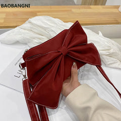 Women Big Bow Canvas Shoulder Bag Evening Clutch Bags Purse Crossbody