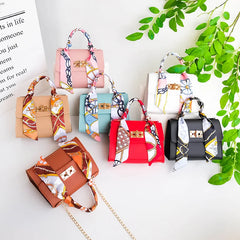 Silk Scarf Mini Square Shoulder Bag Crossbody Clutch
