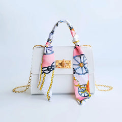 Silk Scarf Mini Square Shoulder Bag Crossbody Clutch