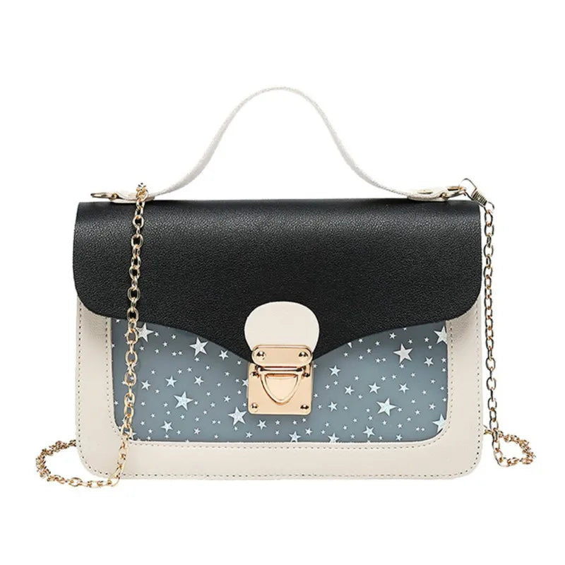 Women Small Square Shoulder Bag Star Sequin Messenger Crossbody Clutch Wallet Ha