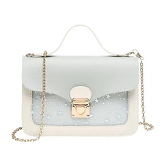 Women Small Square Pack Shoulder Bag Star Sequin Messenger Crossbody Bag Pink