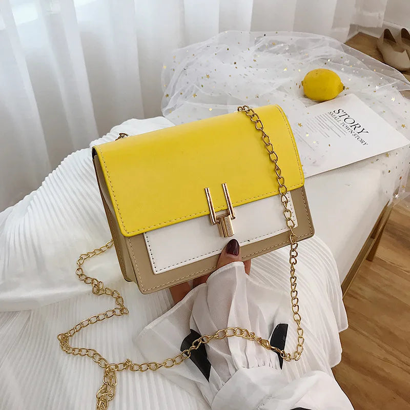 Women Mini Square Bag PU Leather Shoulder Bag Lady Messenger Bag