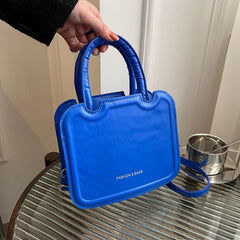 Women Mini Square Bag Solid Top-Handle Handbag PU Leather Shoulder Tote