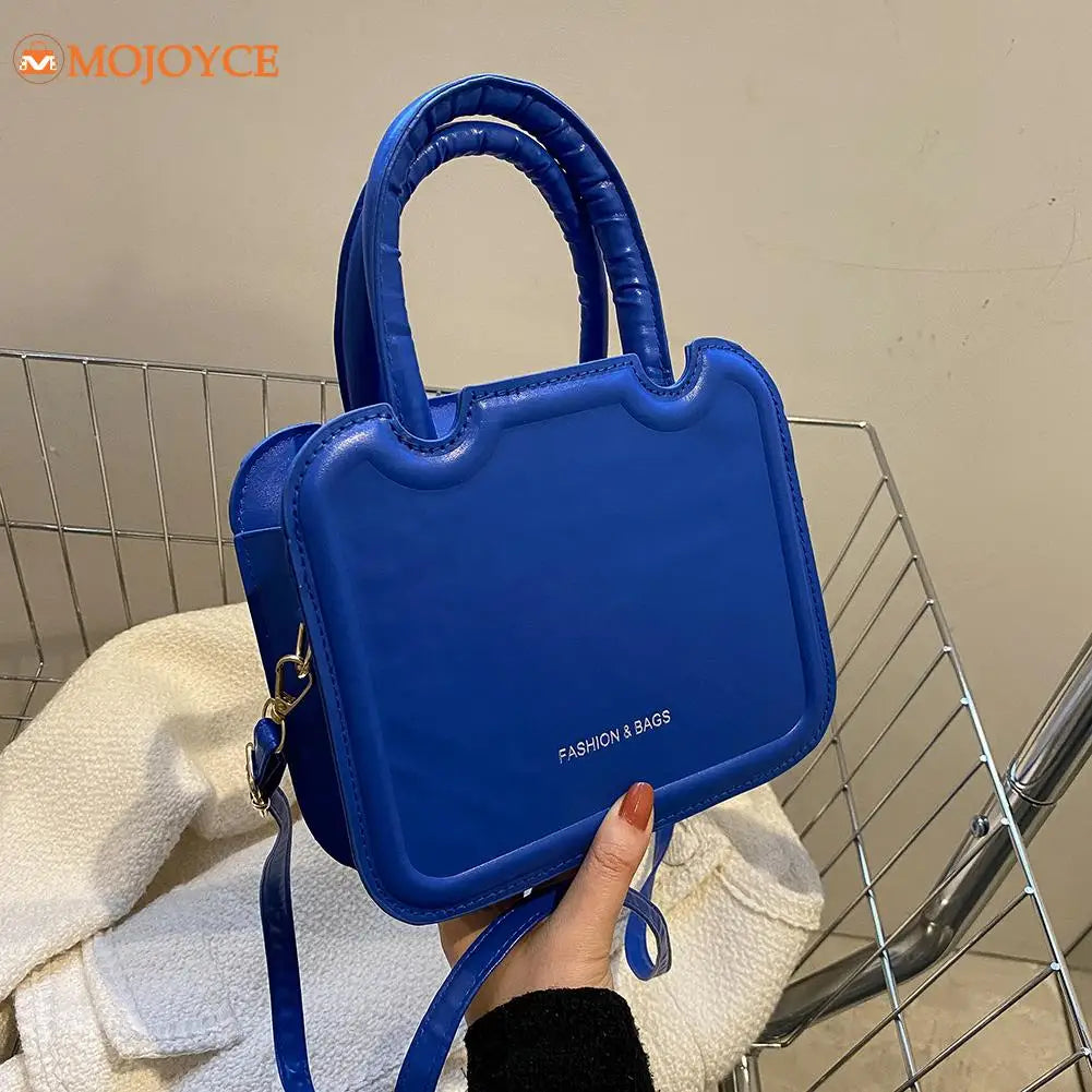 Women Mini Square Bag Solid Top-Handle Handbag PU Leather Shoulder Tote